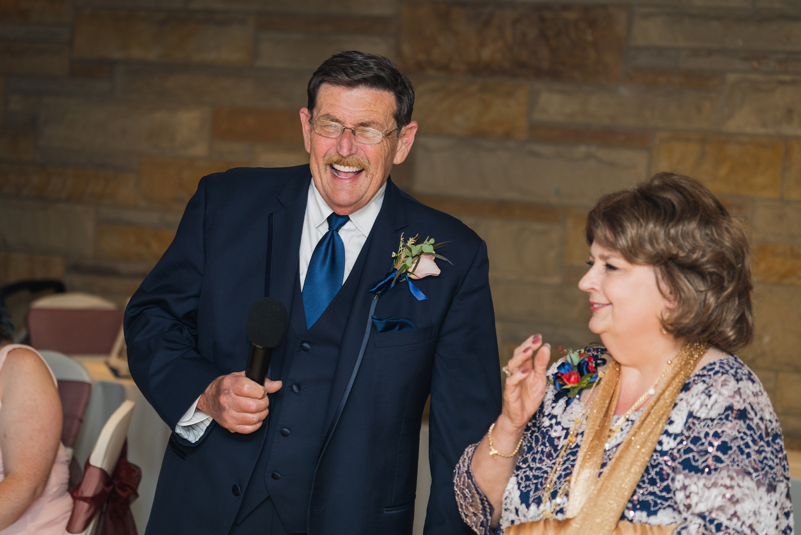 Wedding toast, wedding speech, smile, laugh, funny, candid wedding photo, September wedding reception at Punderson Manor Lodge & Conference Center, Newbury Township OH