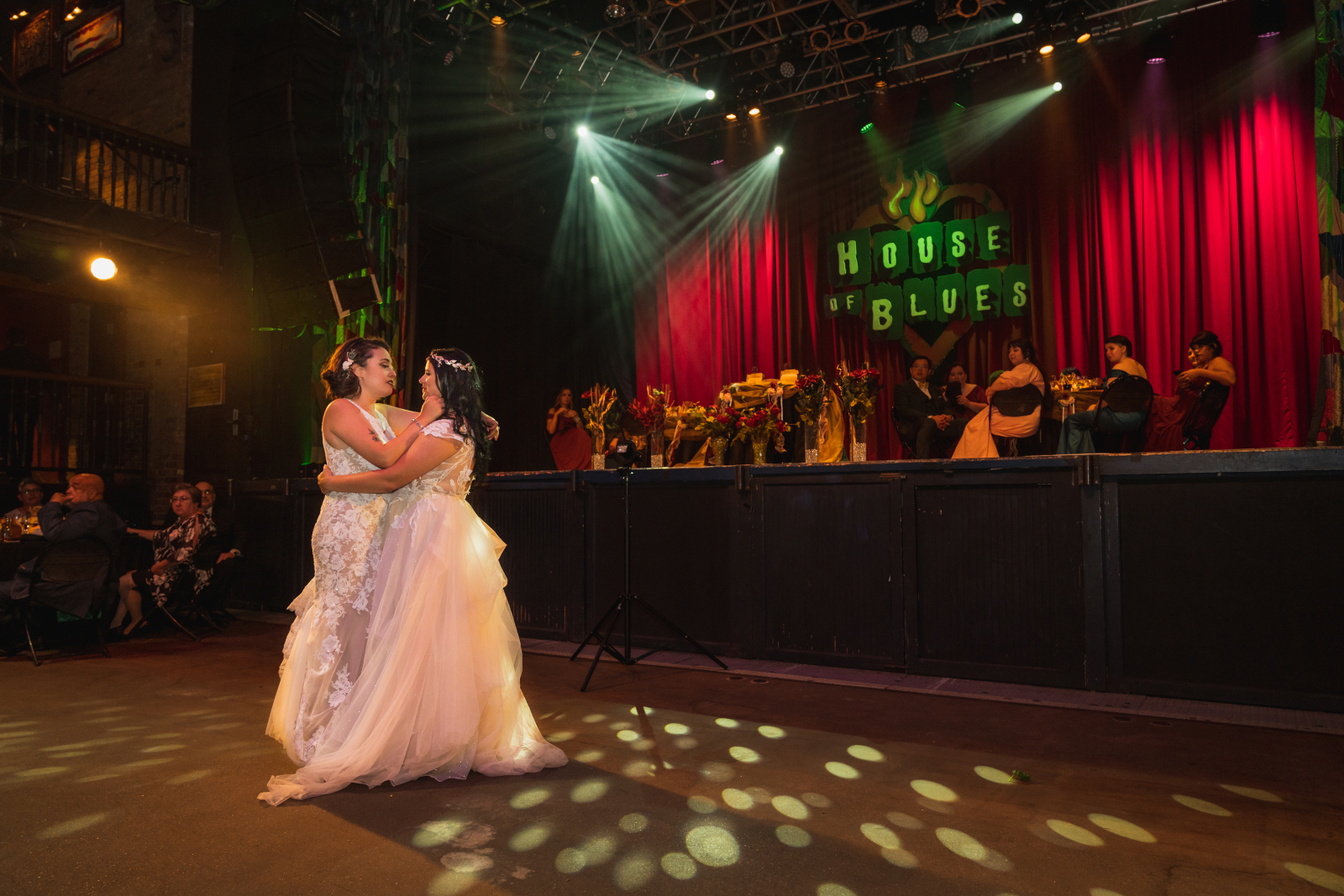 Two brides first dance, beautiful, classic, two wedding dresses, love is love, beautiful lesbian wedding at the House of Blues